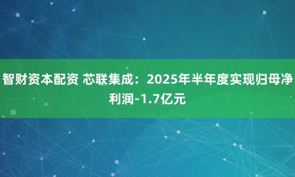 智财资本配资 芯联集成：2025年半年度实现归母净利润-1.7亿元