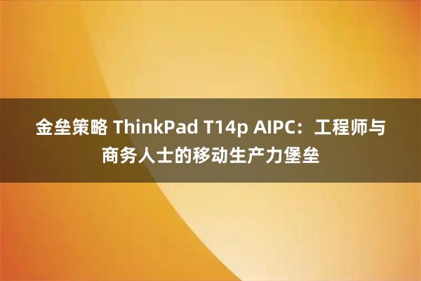 金垒策略 ThinkPad T14p AIPC:工程师与商务人士的移动生产力堡垒